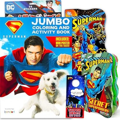 DC Comics Superman Coloring and Activity Book Set for Kids Ages 4-8 - Bundle with Superman Coloring Pages and 2 Board Books Plus Superman Stickers, More | Superhero Activity Book Set for Boys