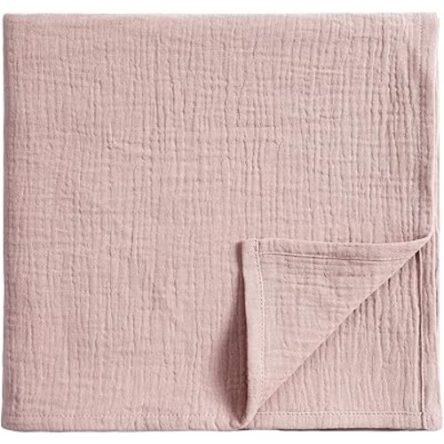 Meracorallo Muslin Swaddle Blanket, 100% Cotton Receiving Blanket Soft and Breathable Swaddle Wrap for Baby Boys and Girls, Blush