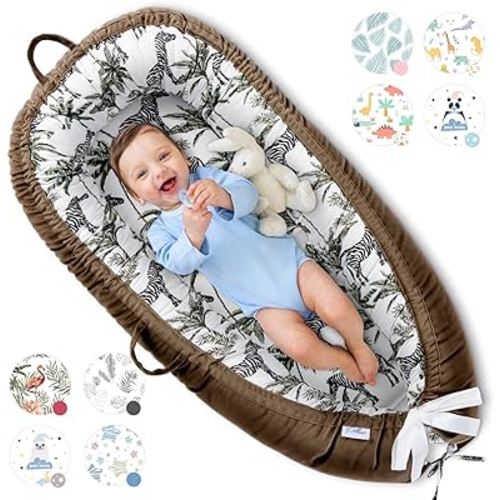 Baby Lounger for Newborn Cover - Newborn Lounger for 0-12 Months, Breathable & Portable Infant Lounger - Adjustable Cotton Soft Baby Floor Seat for Travel, Newborn Essentials - Baby Snuggle
