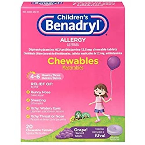 Children's Benadryl Dye-Free Allergy Liquid, Diphenhydramine HCl, Bubble Gum, 4 fl. oz