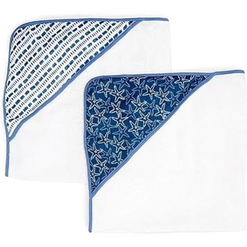 Spasilk Baby 2 Pack Soft Terry Towel with Muslin Printed Hood