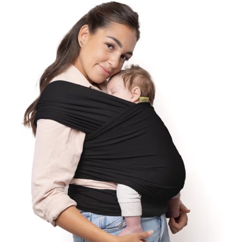 Boba Baby Wrap Carrier - Original Baby Carrier Wrap, Baby Sling for Newborns - Baby Wearing Essentials - Hands-Free Newborn Wrap Swaddle Holder, Newborn to Toddler Infant Baby Sling, 7-35 lbs (Black)