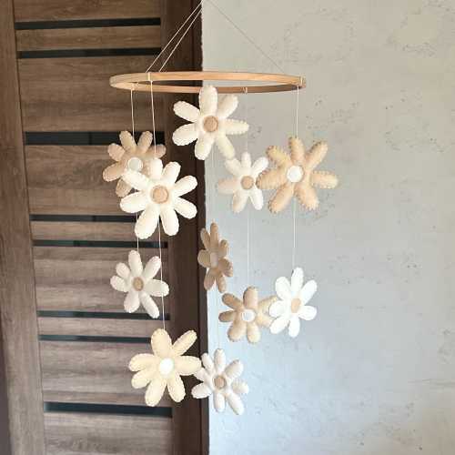 Baby mobile, Neutral baby mobile, Daisy mobile, Nursery mobile, Baby mobile neutral, Flower mobile, Crib mobile, Baby mobilegirl, Cot mobile