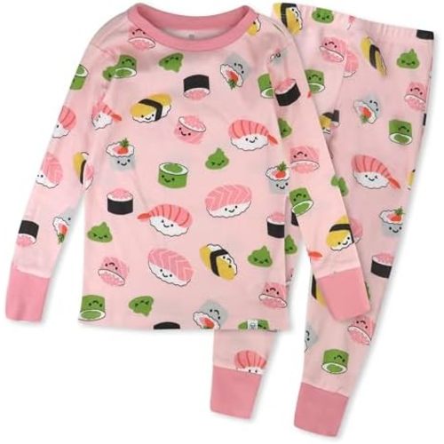 HonestBaby 2-Piece Pajamas Sleepwear PJs 100% Organic Cotton for Infant Baby and Toddler Girls'