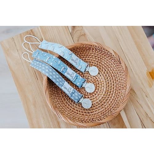 Copper Pearl Pacifier Clip 3-Pack: Premium Knit Binky Clips for Baby Girls and Boys - Stylish Stainless Steel Pacifier Holder Clip - Baby Pacifier Clips for No More Floor Drops - Bridger
