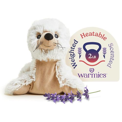 Warmies Microwavable & Weighted Stuffed Animals, Seal - Heated Stuffed Animal Plushie for Warmth & Comfort - Cute Soft Plush Toys for Adults & Children (Boys, Girls, Babies & Toddlers)