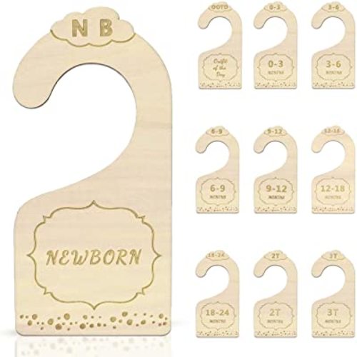 Wood Baby Closet Dividers for Baby Clothes, 10x Double-Sided Organizer - Baby Clothing Size Age Dividers, Baby Clothes Dividers, and Nursery Closet Organizers