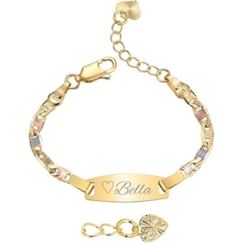 Personalized Baby ID Bracelet - 18K Gold Plated Custom Name ID Plate Bar