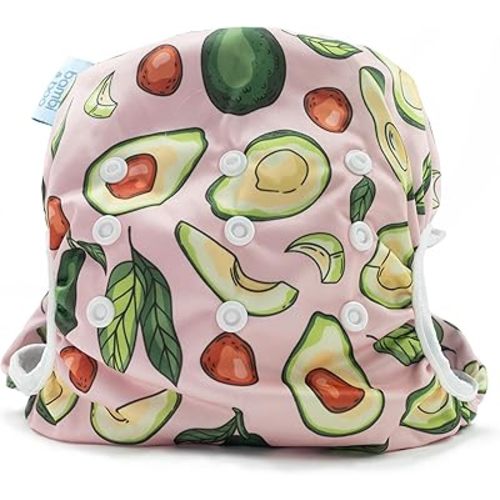 Bambio & Boo - Leak-Proof Reusable Swim Diapers, Easy-Wash Design & Fully Adjustable, 9-40 Months,19-40lbs, Soft & Breathable for Infants & Toddlers, Baby Pool & Beach Wear (Avocados)