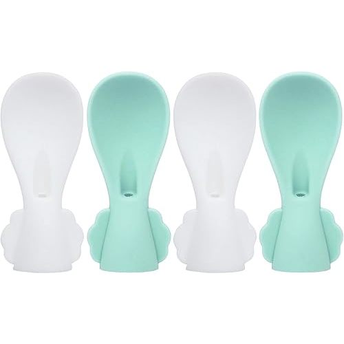 Leak-Proof Silicone Food Pouch Squeeze Spoon - No-Spill, Easy Attach Silicone Tops for Infants, 4-Pack,