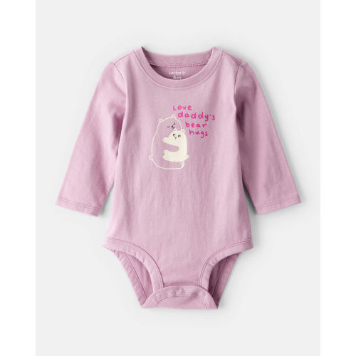 Baby Girl Bear Hugs Long-Sleeve Graphic Bodysuit - Pink - Carter's | Carter's