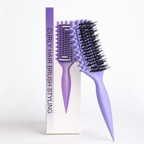 Curly Hair Brush Defining, Vented Curl Defining Brush for Effortlessly Detangling Shaping and Styling Women's Men's Curls on All Wet or Dry Hair Types, Reduces Frizz (Purple)