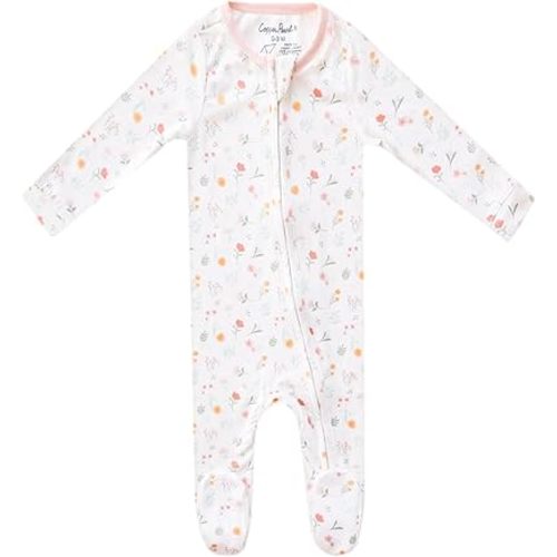 Copper Pearl Zip-Up Footie Baby Pajamas: Ultra-Soft Boys Pajamas and Girls Pajamas, Premium Knit Fabric in Stylish Prints, Tag-Free with Two-Way Zipper, Sized Newborn to 24 Months, Mabel