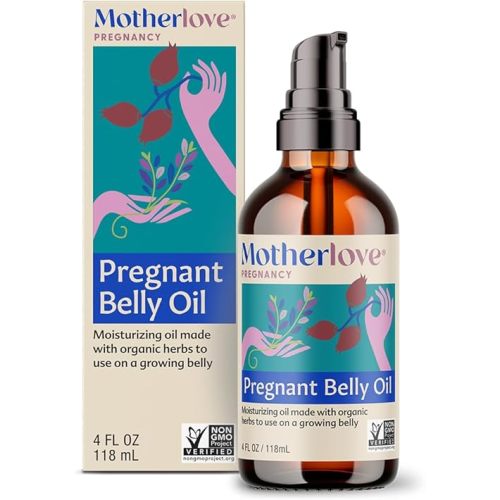 Motherlove Pregnant Belly Oil (4 oz) Natural Moisturizer to Soothe Itchy Skin & Prevent Stretch Marks—Non-GMO, Organic Herbs, Vegan