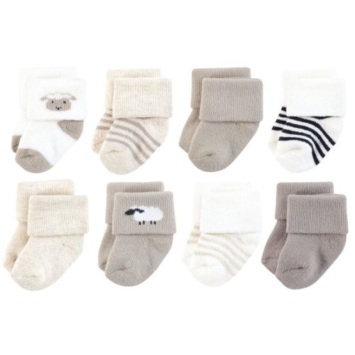 Hudson Baby Unisex Cotton Rich Newborn And Terry Socks, Taupe Sheep, 6-12 Months