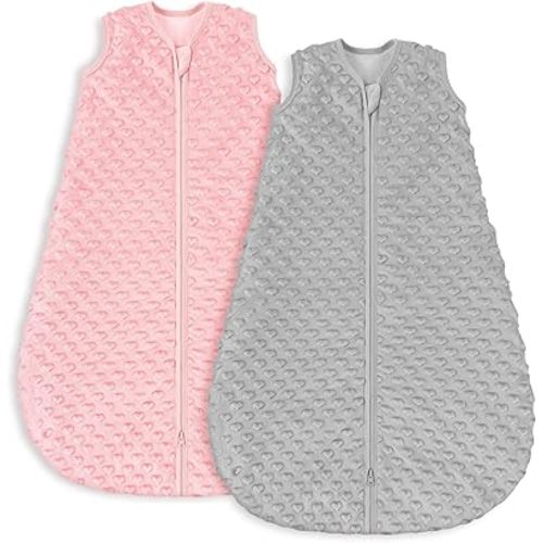 Yoofoss Fleece Baby Sleep Sack 0-6 Months with Plush Dots, TOG 1.5 Baby Wearable Blanket with 2-Way Zipper, Cotton Toddler Sleep Sack Fleece