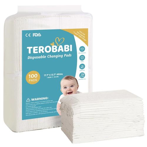 Disposable Changing Pads for Baby, 100 Pack 17.5"x13.5" Ultra Absorbency Diaper Liners, Breathable Underpads, Leak-Proof Portable Incontinence Bed Pads, White