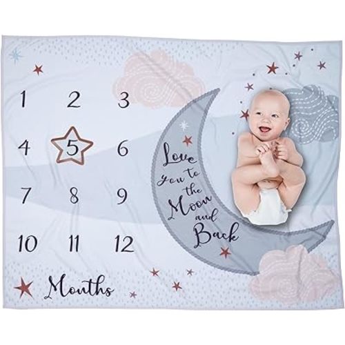 Lambs & Ivy Goodnight Moon Milestone Photo Opportunity Soft Fleece Baby Blanket