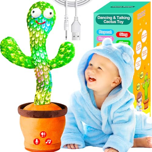 Rechargeable Baby Toys Dancing Talking Cactus Toy, Volume Adjustable, Singing Mimicking Repeating, Easter Gifts/Easter Basket Stuffers for Baby Toddler, Baby Infant Toys Gifts for Girls Boys