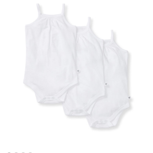 Solid Organic Cotton Baby Camisole Bodysuits 3 Pack