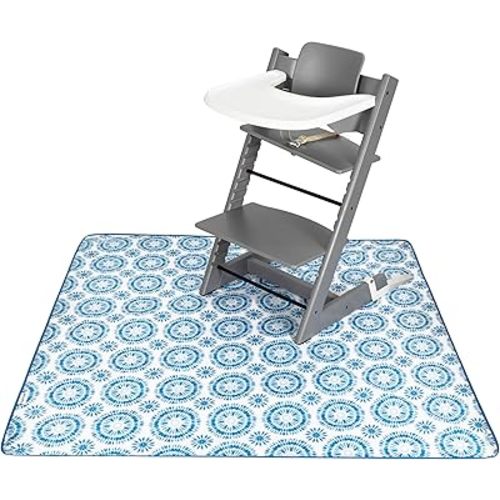 Tiny Twinkle Mess-Proof Splat Mats for Under high Chairs or Table Cover Art Projects for Baby and Toddler - Waterproof, Washable Floor or Table Splash mat 51" x 51" (Tie Dye)