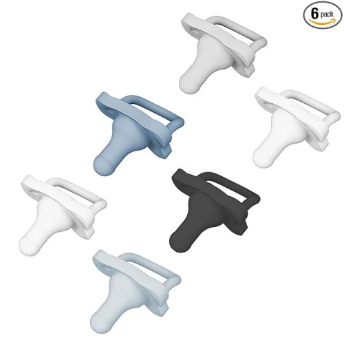 Dr. Brown's HappyPaci 100% Silicone, Newborn Baby Pacifiers 0-6 Months, BPA Free, White, Blue, Light Blue, Black, and Cool Gray 6 Pack
