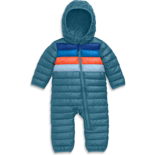 Baby Lightweight Puffer Suit In Stripe, Slate Blue Placed Stripe - Primary | Maisonette