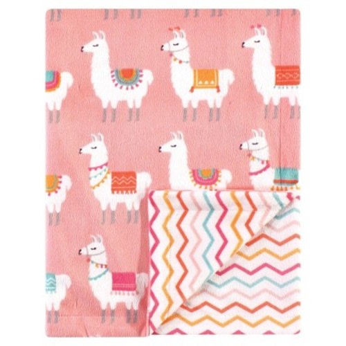 Hudson Baby Infant Girl Plush Mink Blanket, Llama, One Size