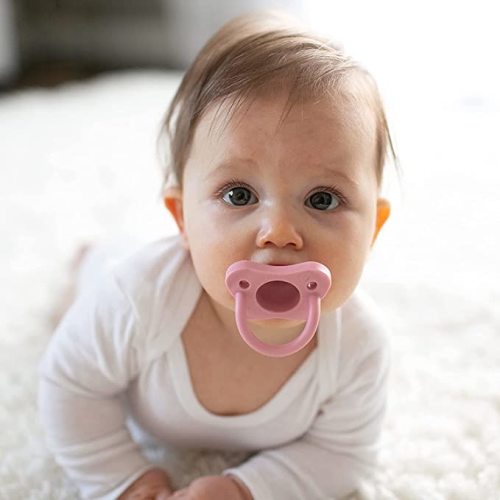 Dr. Brown's HappyPaci 100% Silicone, Newborn Baby Pacifiers 0-6 Months, BPA Free, White, Pink, Light Pink, Cool Gray, and Black, 6 Pack