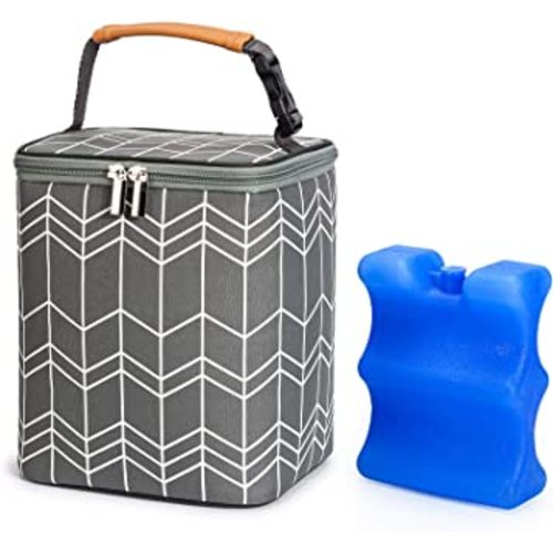 BABEYER BreastMilk Cooler Bag with Ice Pack Fits 4 Baby Bottles Up to 9 Ounce, Large Baby Bottle Bag Fits for Nursing Mom Daycare