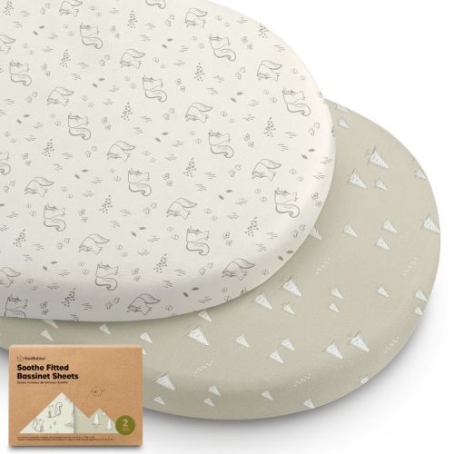 KeaBabies Organic Bassinet Sheet for Baby Girls, Boys, 2-Pack Soothe Bassinet Fitted Sheets, Bedside Bassinet Mattress Sheet