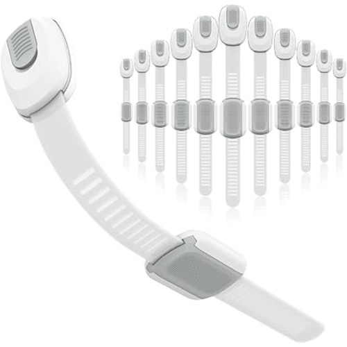 Child Proof Cabinet Locks, 12 Pack Cabinet Locks with 3M Adhesive, Door Locks for Kids Safety for Drawers, Fridge, Toilet Seat, Trash Can, Ideal Stocking Stuffers, White