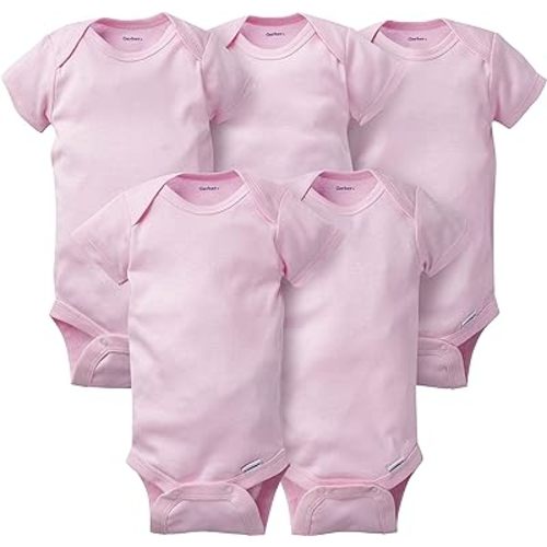 Gerber Baby-Girls 5-Pack Solid Onesies Bodysuits - Pink