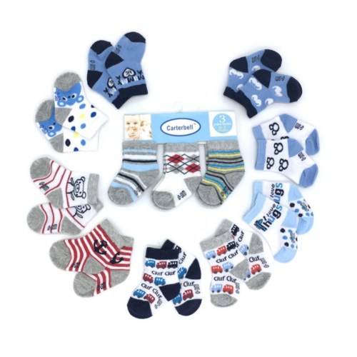 Litalin Baby Boy Infant Ankle Bootie Socks for Infants 0-3 Months, 12 Pairs