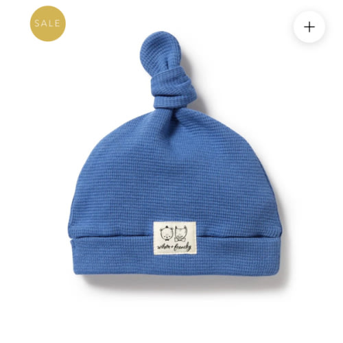 Brilliant Blue Organic Waffle Knot Hat