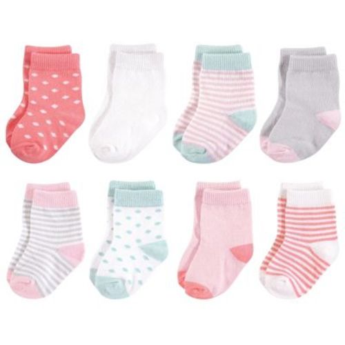 Touched By Nature Baby Girl Organic Cotton Socks, Coral Mint, 0-6 Months