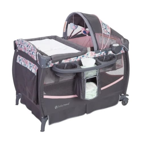 Baby Trend Deluxe II Nursery Center Playard | Playard Combo with Bassinet and Music/Nightlight