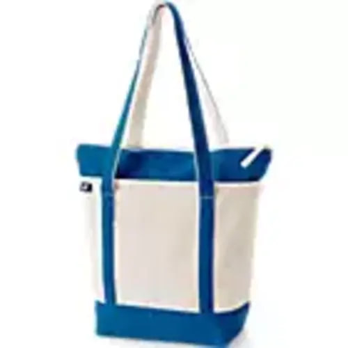 Medium 5 Pocket Zip Top Canvas Tote Bag | Lands' End- Navy