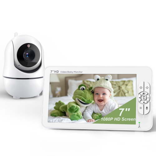 Welbabel Baby Monitor with Camera and Audio,7"1080P HD Video Monitor,No Wi-Fi,8 Lullabies,Two-Way Audio,Infrared Night Vision