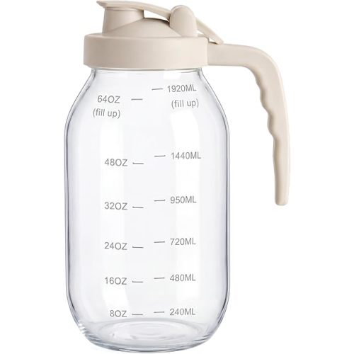 2-Quart Glass Pitcher with Filter Lid for Juice & Tea, 64oz