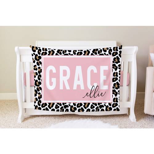 Leopard Personalized Baby Name Blanket Personalized Baby Gift Custom Coming Home Blanket Baby Shower Toddler Blanket Birthday Gift