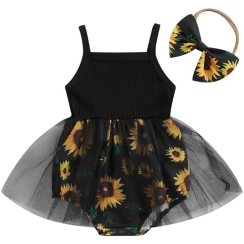 Mubineo Baby Girl Summer Clothes Cute Sleeveless Romper Dress Sunflower Skirt Outfits Newborn Rompers Jumpsuit