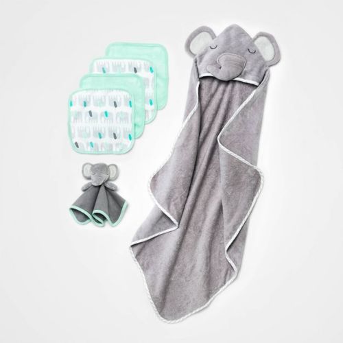 Baby 6pk Bath Towel Gift Bundle - Cloud Island™ Silver