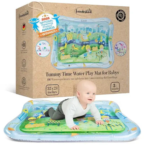 Premium Water Play Mat XXL – Award-Winning Inflatable Tummy Time Water Mat – Sensory & Motor Development Designed by Professional Educators – Certified 100% Baby-Safe Materials