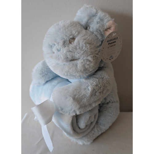 Silver One Huggable Friends Blue Hippo Plush w/Blanket Stuffed Animal