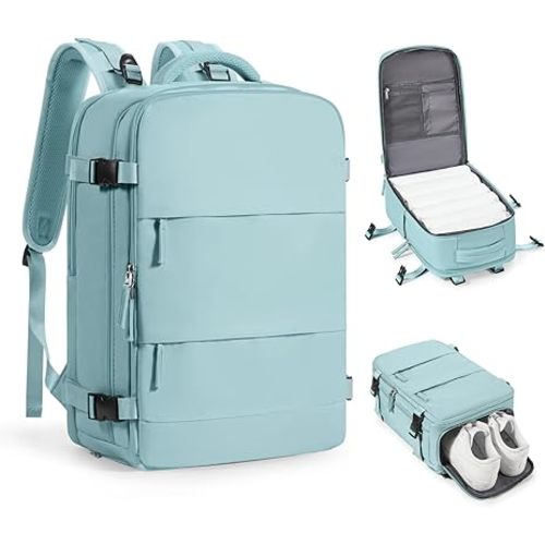 coofay Travel Backpack Carry On Flight Approved Personal Item Travel Bag Carry On Backpack For Airplanes Personal Item Bag 18x14x8 Inches Backpack for Traveling on Airplane Blue