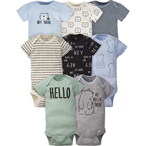 Gerber baby-boys 8-pack Short Sleeve Onesies Bodysuits: 3-6 months