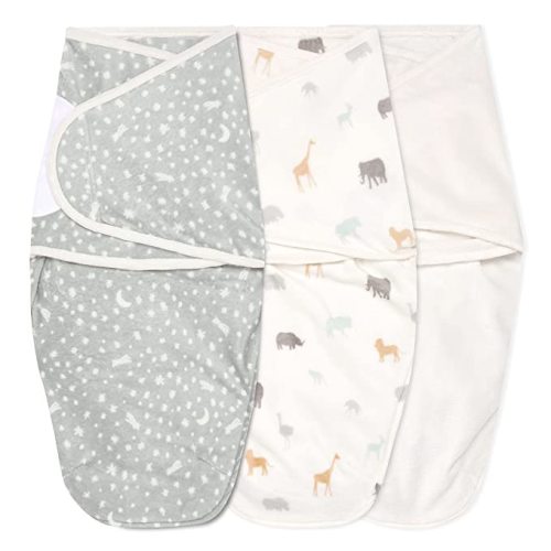 aden + anais Essentials Easy Wrap Swaddle, Velboa Baby Wrap, Newborn Wearable Swaddle Sleep Sack,TOG 1.5, 3 Pack, Wild Prairie, 0-3 Months