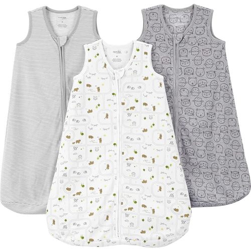 Simple Joys by Carter's Baby 3-Pack Cotton Wearable Blankets, Animals/Stripes, Medium