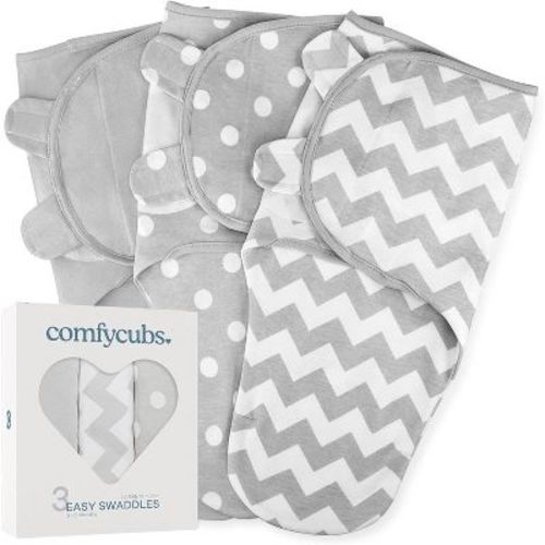 Swaddle Blankets for Baby Girl & Boy 3 Pack Sleep Sack Velcro by Comfy Cubs